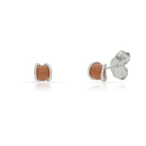 Pendientes plata 925mm perla salmon - 4mm
