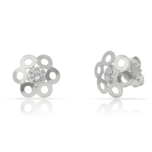 Pendientes plata 925mm flor circonitas - 10mm