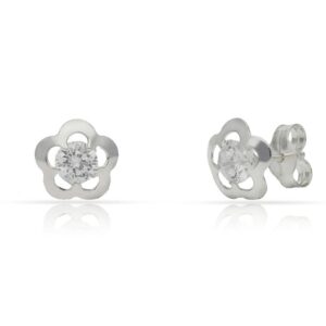 Pendientes plata 925mm flor circonitas - 8mm
