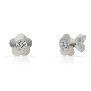 Pendientes plata 925mm flor circonitas - 8mm