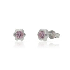 Pendientes plata 925mm flor piedra rosa - 5.50mm
