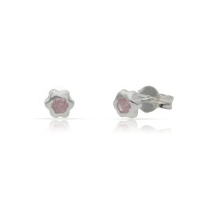 Pendientes plata 925mm flor piedra rosa - 4.50mm