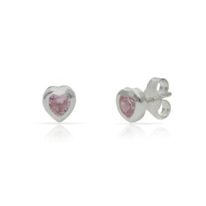 Pendientes plata 925mm corazon piedra rosa - 5mm