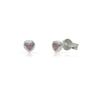 Pendientes plata 925mm corazon piedra rosa - 4mm