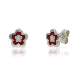 Pendiente plata 925mm flor esmaltada - 7.50mm