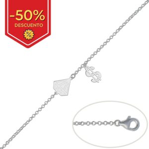 Pulsera plata 925mm diamante + dolar