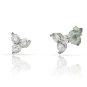 Pendientes plata 925mm trebol circonitas - 6.50mm