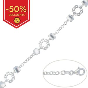 Pulsera plata 925mm flores