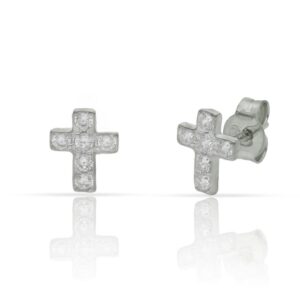 Pendientes plata 925mm cruz circonitas - 6.50x8mm