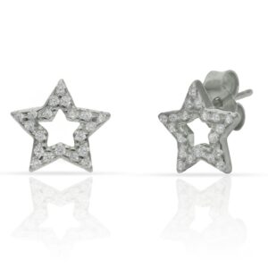 Pendientes plata 925mm estrellas circonitas - 10mm