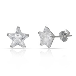 Pendientes plata 925mm estrellas circonitas - 8mm