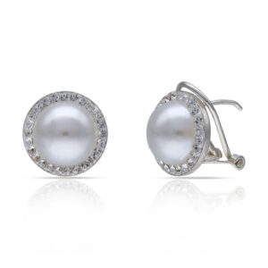 Pendientes plata 925mm circonitas + perlas - 13mm