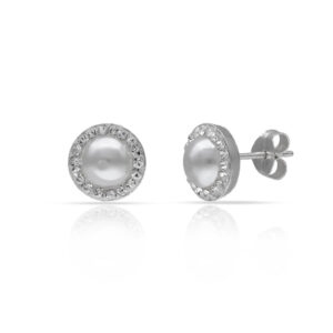 Pendientes plata 925mm perlas + circonitas - 8mm