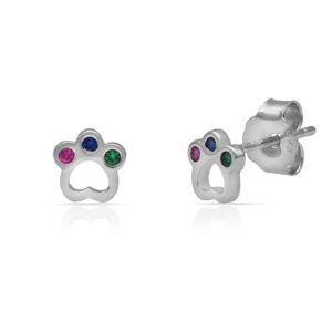 Pendientes plata 925mm huella perro - 6mm