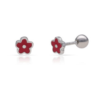Pendiente plata 925mm flor esmaltada - 5mm