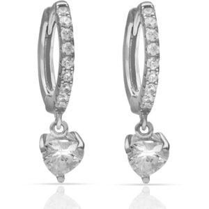 Pendientes plata 925mm corazon circonitas