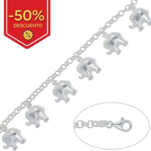 Pulsera plata 925mm elefantes