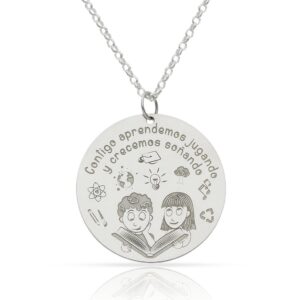 Gargantilla  plata 925mm niños libro + frase - 28mm