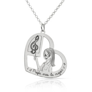 Gargantilla plata 925mm profesora musica - 28x26mm