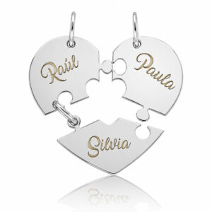 Colgante plata 925mm corazón puzzle amigos