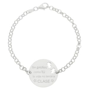Pulsera plata 925mm profe + frase - 25mm