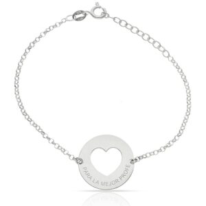 Pulsera plata 925mm corazon + frase - 20mm
