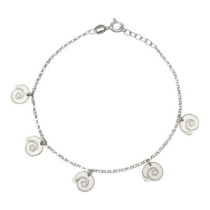 Tobillera plata 925mm mini charms caracolas