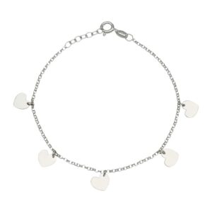 Tobillera plata 925mm mini charms corazones