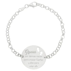 Pulsera plata 925mm profe + frase - 25mm