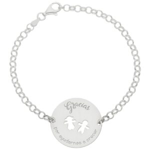 Pulsera plata 925mm profe + frase - 25mm