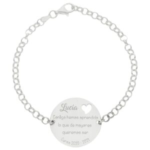 Pulsera plata 925mm profe + frase - 25mm