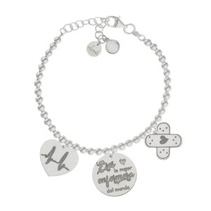 Pulsera mi historia plata 925mm bolas enfermera