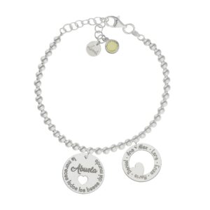 Pulsera mi historia plata 925mm bolas abuela besos