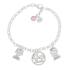 Pulsera mi historia plata 925mm abuela flores