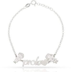 Pulsera profe + 2 niños plata 925mm