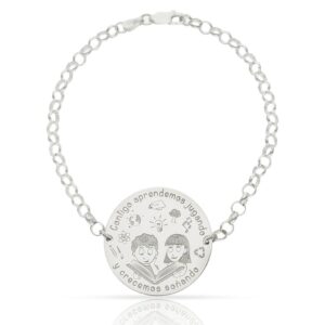 Pulsera plata 925mm niños libro + frase - 28mm