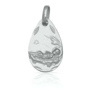 Medalla plata 925mm niño en paja - 11x18mm