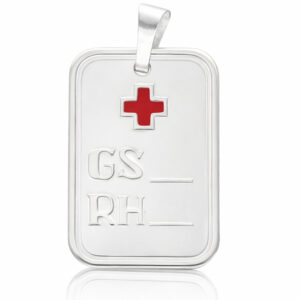 Placa plata 925mm grupo sanguineo grande - 17x24mm