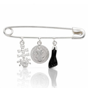 Coleccion nido · imperdible bebe plata 925mm caravaca + san benito + higa