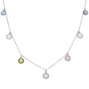 Gargantilla plata 925mm piedras colores