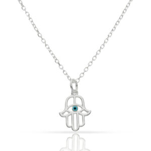Gargantilla plata 925mm mano de fatima + ojo turco