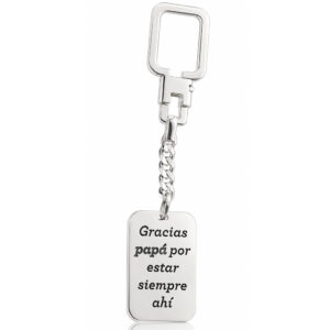 Llavero rectangular plata 925mm · gracias papa