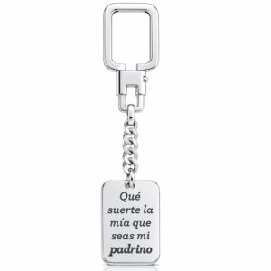 Llavero rectangular plata 925mm · padrino