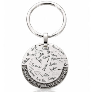 Llavero redondo plata 925mm · nombres alumnos
