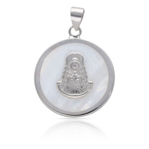 Colgante plata de ley virgen del rocio + nacar - 20mm