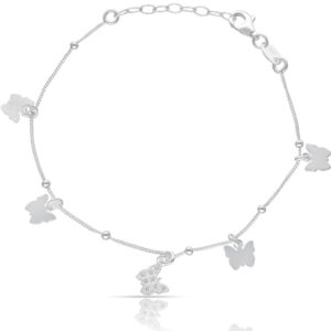 Pulsera plata 925mm mini charms mariposas
