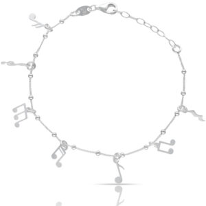 Pulsera plata 925mm notas musicales