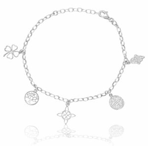 Pulsera plata 925mm proteccion + suerte