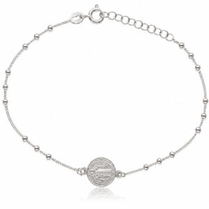 Pulsera plata 925mm san benito + bolas