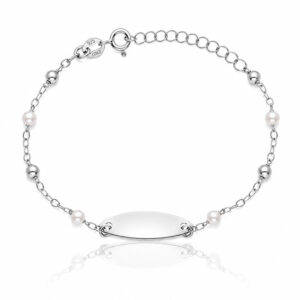 Pulsera bebe plata 925mm bolas + perlas